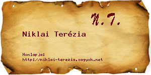 Niklai Terézia névjegykártya